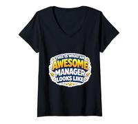 Women's This is What an Awesome Manager Looks Like Funny Employees V-Neck T-Shirt