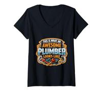 Women's This is What an Awesome Plumber Looks Like Funny Quote Fun V-Neck T-Shirt