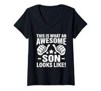 Womens This Is What An Awesome Son Looks Like Cool Son V-Neck T-Shirt