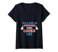 Women's This is What an Awesome Trans Looks Like Pride Transgender V-Neck T-Shirt