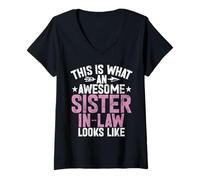Womens This is What Awesome Sister in Law Looks Like Siblings V-Neck T-Shirt