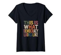 Womens This is What Democracy Looks Like Design Protest Equality V-Neck T-Shirt