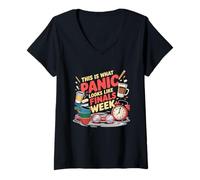 Womens This is What Panic Looks Like Finals Week Exam Week V-Neck T-Shirt