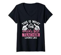 Womens This is What The World's Best Teacher Looks Like for School V-Neck T-Shirt