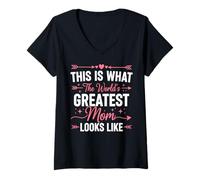Women's This is What The Worlds Greatest Mom Looks Like Mother's Day V-Neck T-Shirt