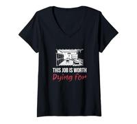 Womens This Job is Worth Dying for Mortuary Science Autopsy Techs V-Neck T-Shirt