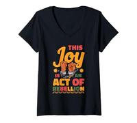 Womens This Joy is an Act of Rebellion Juneteenth Black Pride V-Neck T-Shirt