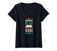 Women's This Librarian is 60 and Still Making Shhh Happen Birthday V-Neck T-Shirt