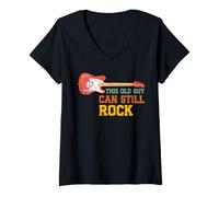 Womens This Old Guy Can Still Rock Guitar Vintage Guitarist Retro V-Neck T-Shirt