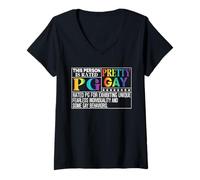 Womens This Person is Rated PG Pretty Gay Funny LGBT Joke V-Neck T-Shirt
