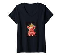 Womens This Pig's Got the Crown and the Humor V-Neck T-Shirt