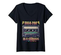 Womens This Pop is A Classic Cassette Tape Retro Music Mixtape V-Neck T-Shirt