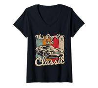 Womens This Pop-Pop is A Classic Car Fanatic Driving Motor Birthday V-Neck T-Shirt