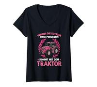 Women's This Princess Comes with The Tractor Farmer Tractor V-Neck T-Shirt