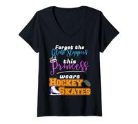 Womens This Princess Wears Hockey Skates Ice Hockey Player V-Neck T-Shirt