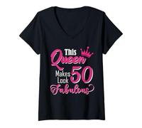 Women's This Queen Makes 50 Look Fabulous V-Neck T-Shirt