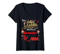 Womens This Queen was Born in December 1999 December Birthday Women V-Neck T-Shirt