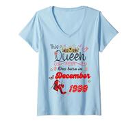 Womens This Queen was Born in December 1999 December Birthday Women V-Neck T-Shirt