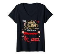 Womens This Queen Was Born in November 1952 November birthday Women V-Neck T-Shirt