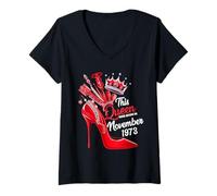 Womens This Queen Was Born in November 1973 November birthday Women V-Neck T-Shirt