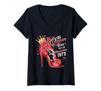 Womens This Queen Was Born in November 1973 November birthday Women V-Neck T-Shirt