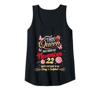 Womens This Queen was Born on November 22 November 22nd Birthday Tank Top
