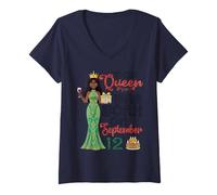 Women's This Queen was Born On September 12 Happy Birthday to Me You V-Neck T-Shirt