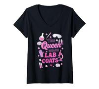 Womens This Queen Wears Lab Coats Medical Laboratory Tech V-Neck T-Shirt
