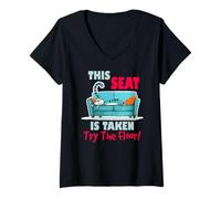 Womens This seat is Taken Try The Floor V-Neck T-Shirt