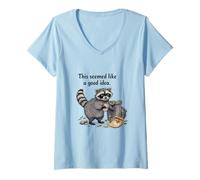 Women's This Seemed Like a Good idea Raccoon V-Neck T-Shirt