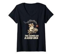 Women's This Seemed Like a Good Idea Sarcastic Raccoon V-Neck T-Shirt