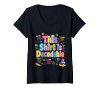 Women's This Shirt is Decodable Structured Literacy Reading Teacher V-Neck T-Shirt