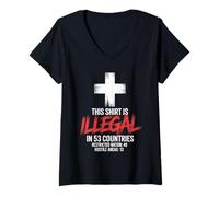 Womens This Shirt Is Illegal Cross Christian Faith Church V-Neck T-Shirt