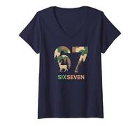 Women's This Sigma 67 Camp Hunter Deer Hunting Slang Six Seven Brain V-Neck T-Shirt