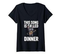 Women's This Song is Called Dinner Cat Music V-Neck T-Shirt
