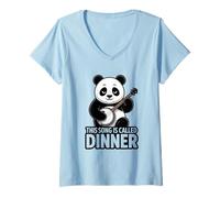 Women's This Song is Called Dinner Panda Lover V-Neck T-Shirt