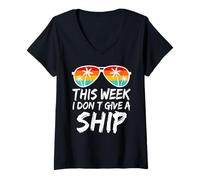 Womens This Week I Don’t Give A Ship Cruise Vacation Sunglasses V-Neck T-Shirt