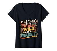 Womens This Year's Been Totally Wild But We Made It - V-Neck T-Shirt