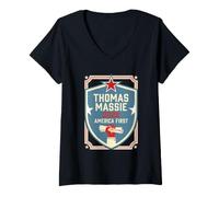 Women's Thomas Massie 2028 America First Constitutional Supporter V-Neck T-Shirt