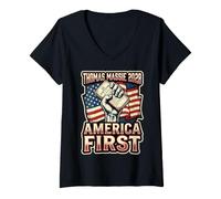 Women's Thomas Massie 2028 America First Elections Votes V-Neck T-Shirt