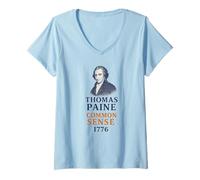 Womens Thomas Paine Common Sense 1776 History Portrait V-Neck T-Shirt