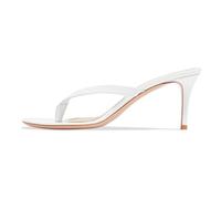 Women's Thong High Heel Sandals Slim Stiletto Slip On Flip Flop Dress Mules for Cocktail Nights & Club Evening Outings,White,8 UK