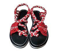 Women's Thong Sandals Large Size Color Matching Knot 2026 New European And American Beach On Flat With Two Straps Gold For Women Ladies Womens Holiday Bohemian Sparkly Flip Flops Red 6