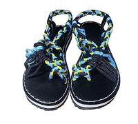 Women's Thong Sandals Large Size Color Matching Knot 2026 New European And American Beach On Flat With Two Straps Bohemian For Women Gold Ladies Uk Womens Summer Toe Post Blue 5