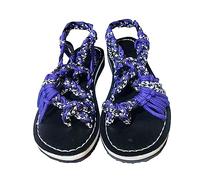 Women's Thong Sandals Large Size Color Matching Knot 2026 New European And American Beach On Flat With Two Straps Ladies For Women Bohemian Jewelled Sparkly Womens Holiday Purple 7.5