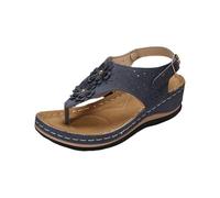 Women'S Thong Sandals Wedge Heel Slingback Sandal Summer Open Toe Shoes Faux Leather Orthopedic Sandals Casual Rome Outdoor Sport Sandal Ladies Elegant Floral Decoration Beach Traveling Flip Flops