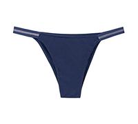 Women's Thongs Mid Rise G-String Tanga Bikini Panties Ice Silk Knickers Underwear (XL,Navy Blue)