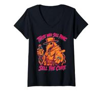 Women's Those Who Sell Panic Sell the Cure Big Pharma Satire V-Neck T-Shirt