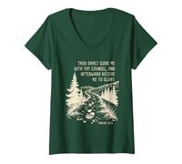 Womens Thou Shalt Guide Me - Psalms 73:24 Christian Faith Camping V-Neck T-Shirt