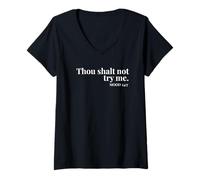 Womens Thou Shalt Not Try Me Mood 24:7 Funny Sassy Bible Design V-Neck T-Shirt